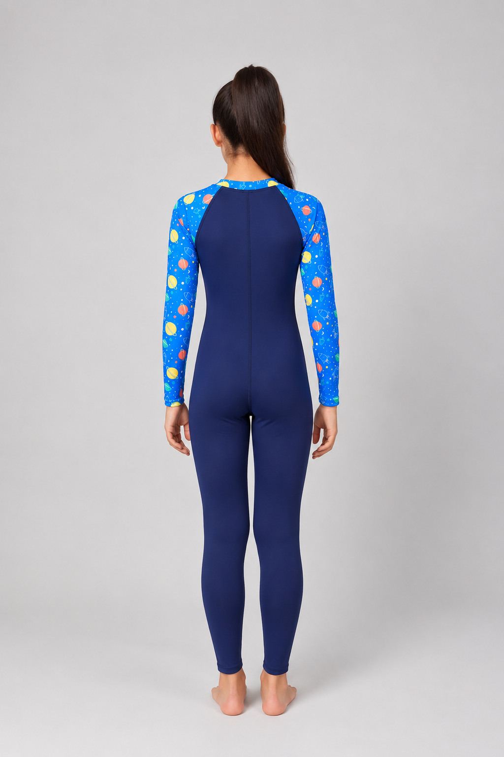 GIRLS BODY SUIT WITH PRINTED SLEEVES