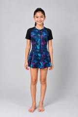 GIRLS PRINT & PLAIN SWIMDRESS