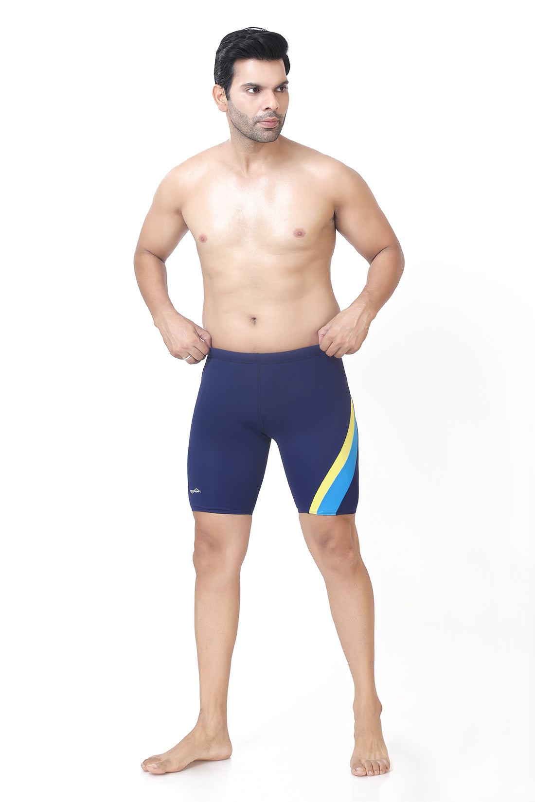 MENS TWO-TONE DOUBLE STRIP SWIM JAMMER
