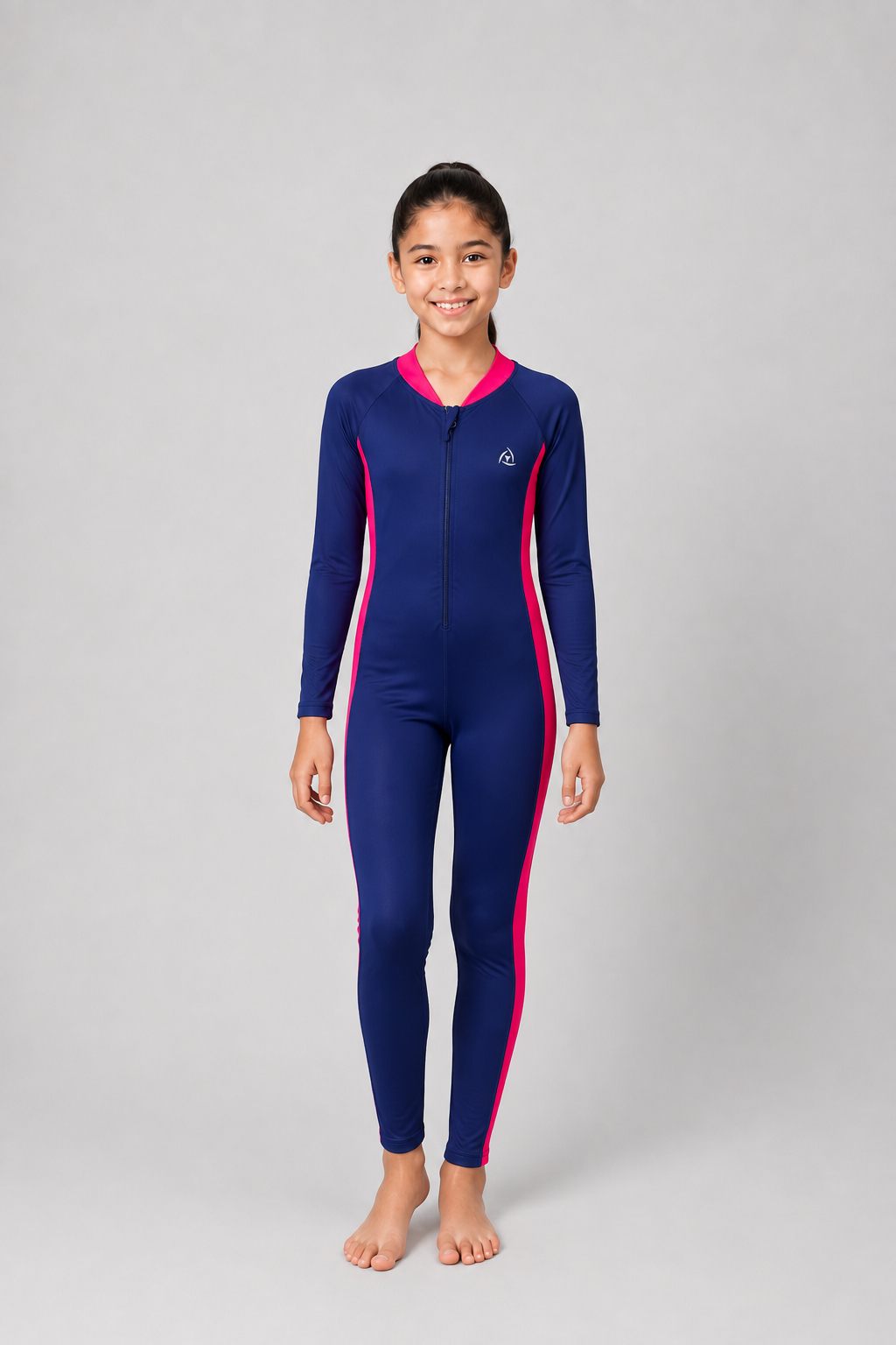 GIRLS TWO-TONE FULL BODY SWIM SUIT