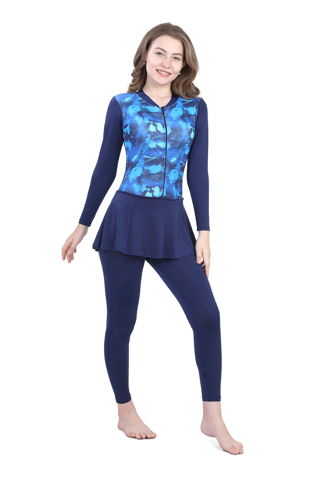 WOMENS PRINTED FULL BODY ZIPPER SWIMWEAR
