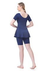 WOMENS PLAIN SWIMDRESS WITH SHORT SLEEVES & BOYLEG