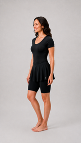 WOMENS PLAIN SWIMDRESS WITH SHORT SLEEVES & BOYLEG