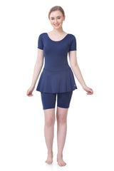 WOMENS PLAIN SWIMDRESS WITH SHORT SLEEVES & BOYLEG