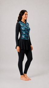 WOMENS PRINTED FULL BODY ZIPPER SWIMWEAR