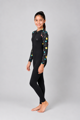 GIRLS BODY SUIT WITH PRINTED SLEEVES