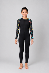 GIRLS BODY SUIT WITH PRINTED SLEEVES
