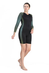 WOMENS KNEE SUIT PRINT & PLAIN COMBO