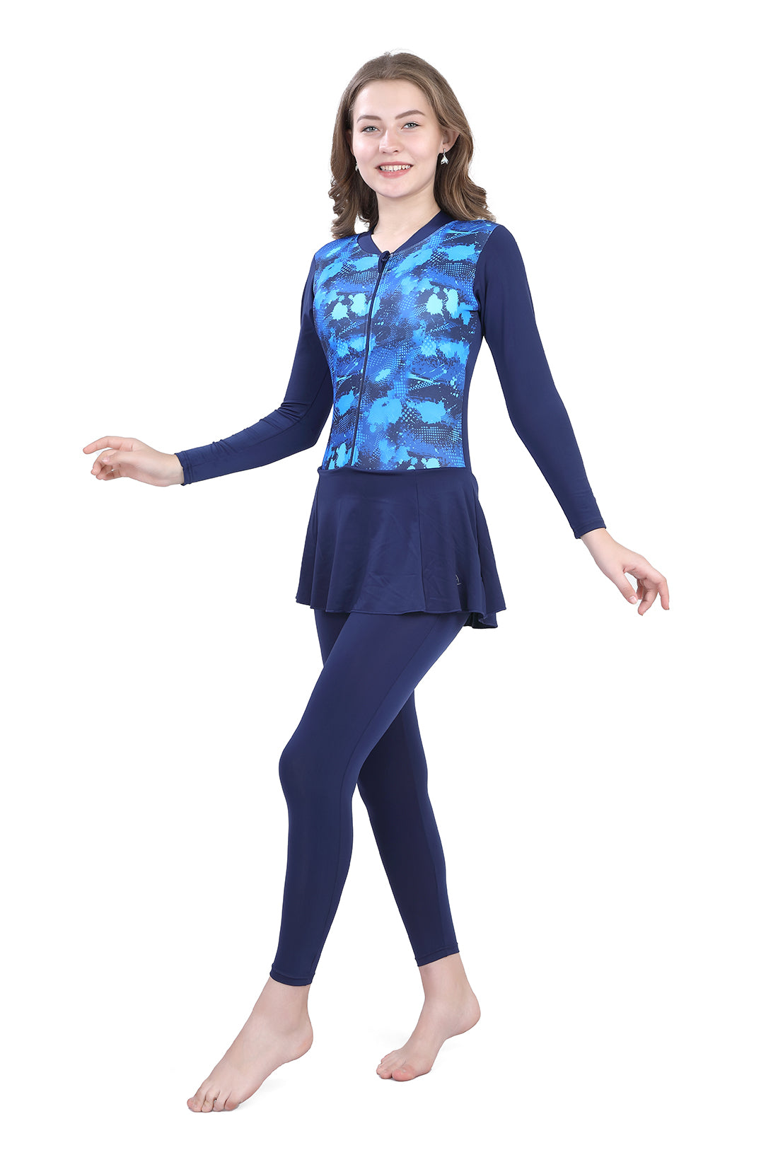 WOMENS PRINTED FULL BODY ZIPPER SWIMWEAR