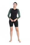 WOMENS KNEE SUIT PRINT & PLAIN COMBO
