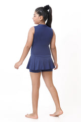 GIRLS TWO-TONE ZIPPER SWIMDRESS